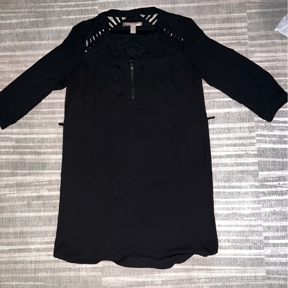 Black 1/4 Zip Detail Dress